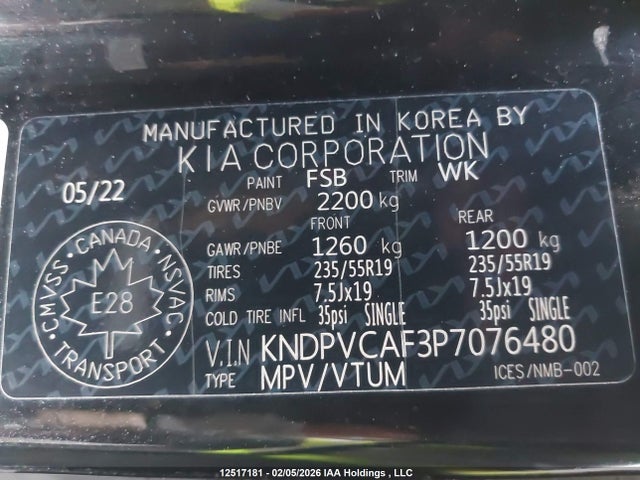 2023 Kia Sportage მანქანა იყიდება აუქციონზე, vin: KNDPVCAF3P7076480, აუქციონის ნომერი: 12517181