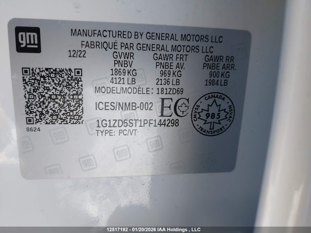 1G1ZD5ST1PF144298 Chevrolet MALIBU 1LT