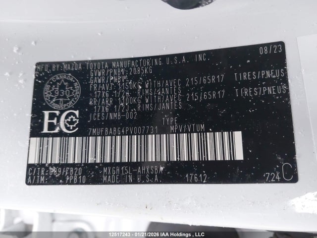 12517243 :رقم المزاد ، 7MUFBABG4PV007731 vin ، 2023 Toyota Corolla Cross Hybrid Se مزاد بيع