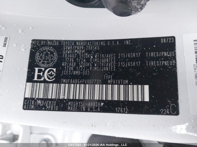 12517243 :رقم المزاد ، 7MUFBABG4PV007731 vin ، 2023 Toyota Corolla Cross Hybrid Se مزاد بيع
