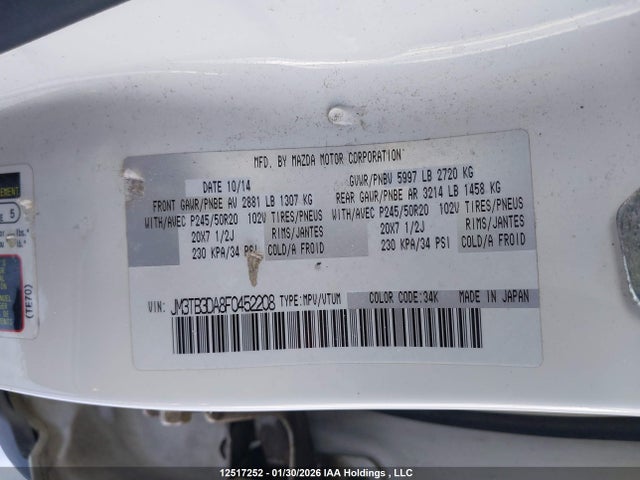 JM3TB3DA8F0452208 Mazda Cx-9 Grand Touring