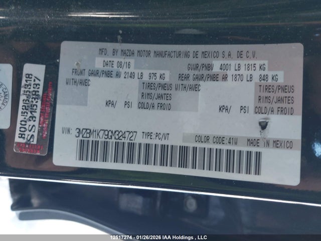 3MZBM1K79GM324727 Mazda Mazda3 Gx
