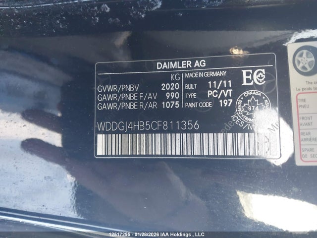 2012 Mercedes-benz C 250 მანქანა იყიდება აუქციონზე, vin: WDDGJ4HB5CF811356, აუქციონის ნომერი: 12517295