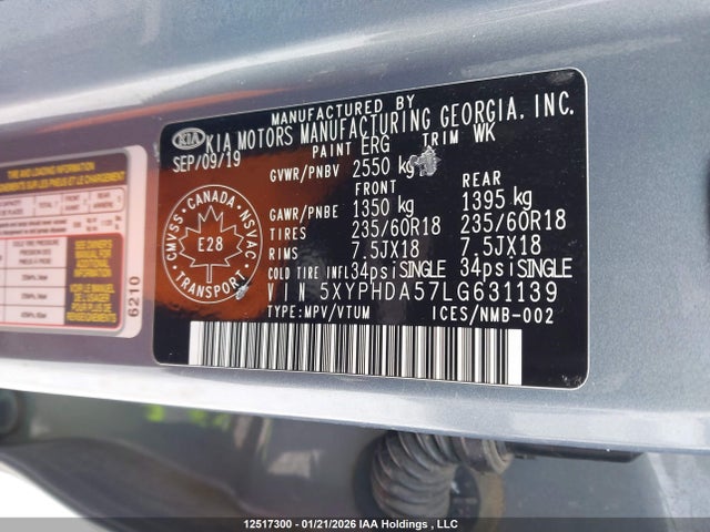 5XYPHDA57LG631139 KIA Sorento