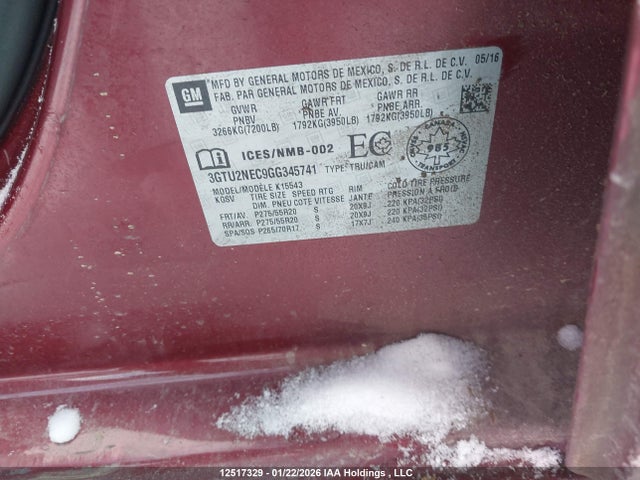 3GTU2NEC9GG345741 GMC Sierra 1500 Slt