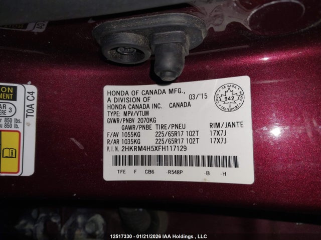 2HKRM4H5XFH117129 Honda CR-V EX
