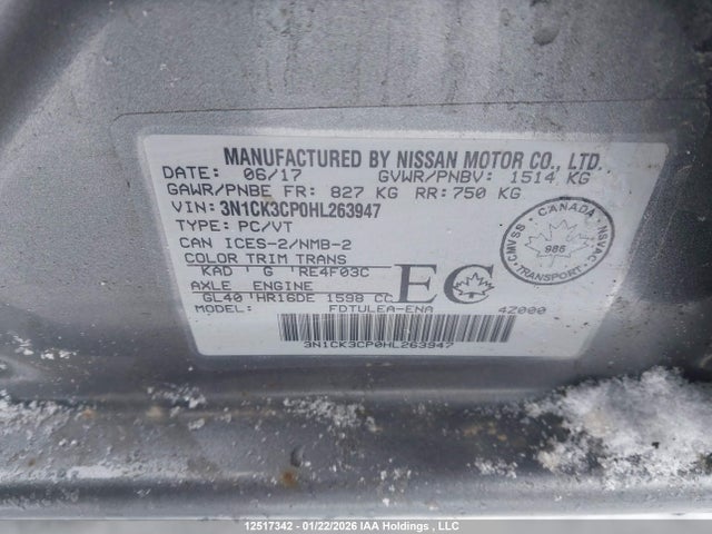 3N1CK3CP0HL263947 Nissan Micra
