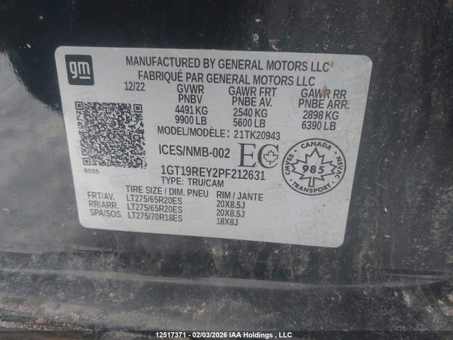 1GT19REY2PF212631 GMC SIERRA 2500HD