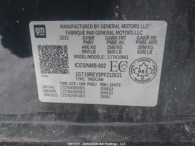 1GT19REY2PF212631 GMC SIERRA 2500HD