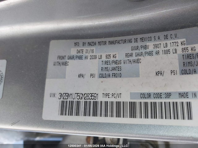 3MZBM1U75GM283591 Mazda Mazda3 G/gx