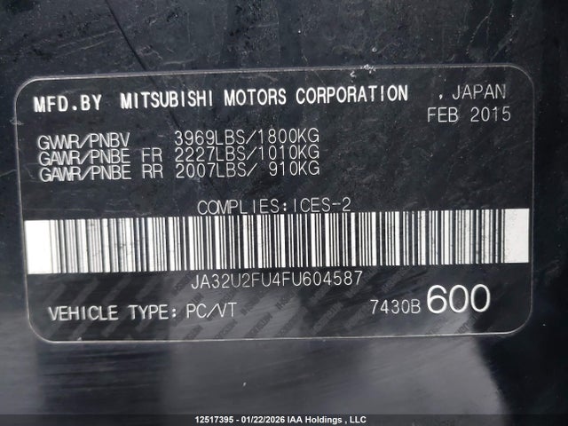 JA32U2FU4FU604587 Mitsubishi Lancer Gt/se