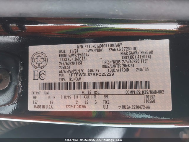 1FTFW3L87RFC25229 Ford F150 Xlt