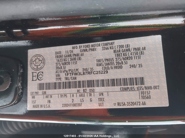 1FTFW3L87RFC25229 Ford F150 Xlt