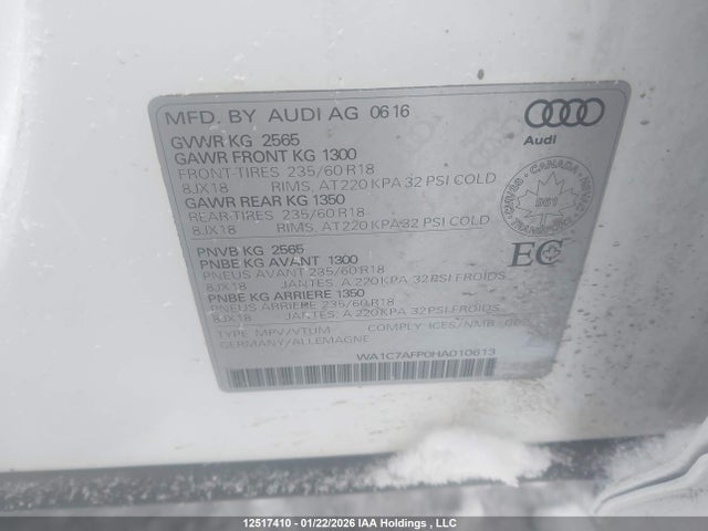 WA1C7AFP0HA010613 Audi Q5 3.0t Progressiv