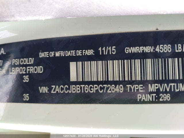 Jeep Renegade North 2016 ZACCJBBT6GPC72649 Image 19
