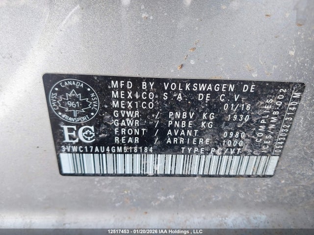 3VWC17AU4GM518184 Volkswagen Golf Sportwagon 1.8 Tsi Comfortline/1.8 Tsi Highline/1.8 Tsi Trendline