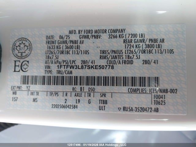 1FTFW3L87SKE50778 Ford F150 Xlt