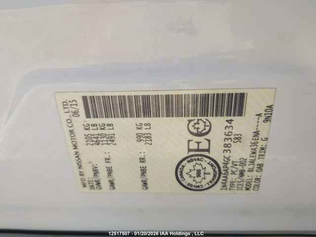 1N4AA6AP4GC383634 Nissan Maxima 3.5s/sv/sl/sr/plat
