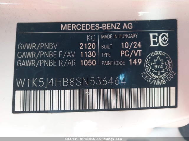 W1K5J4HB8SN536464 Mercedes-Benz CLA 250 4MATIC
