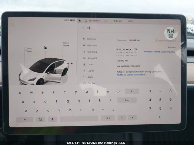 Продажа на аукционе авто 2023 Tesla Model 3, vin: 5YJ3E1EB2PF699318, номер лота: 12517541