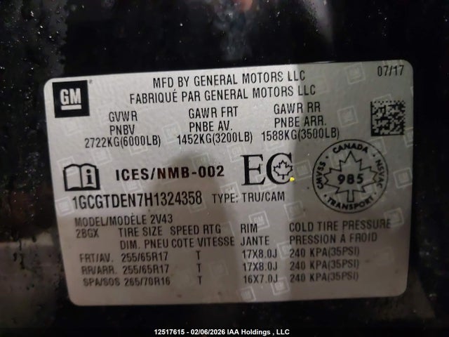 1GCGTDEN7H1324358 Chevrolet Colorado Z71