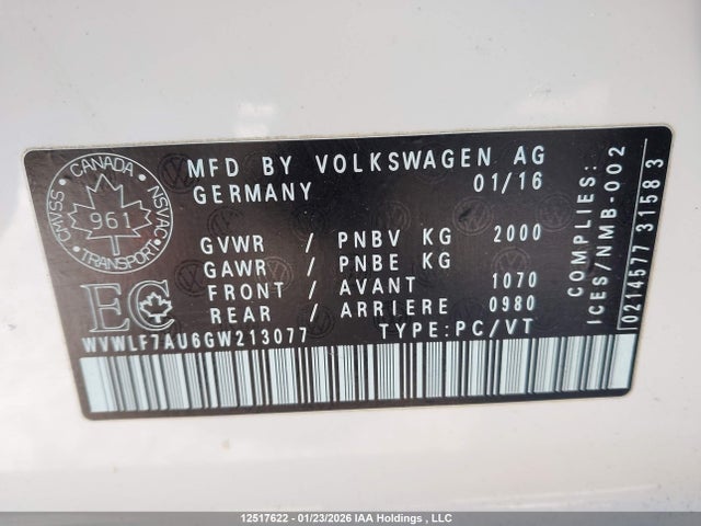 WVWLF7AU6GW213077 Volkswagen Golf R