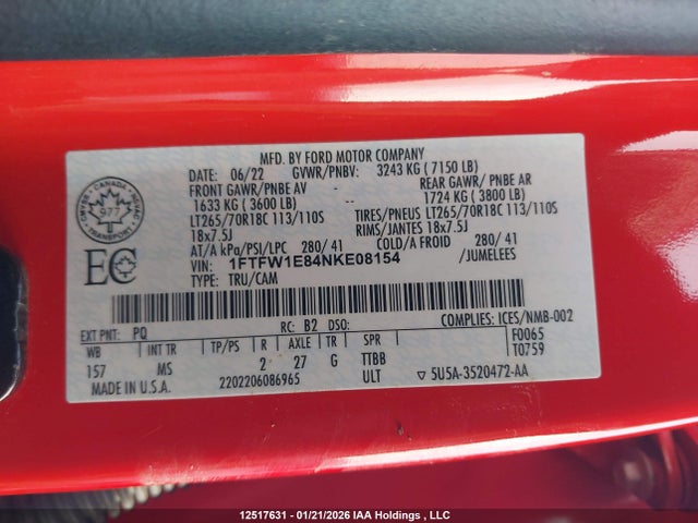 1FTFW1E84NKE08154 Ford F-150