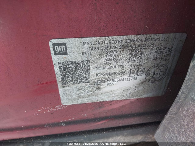 1G1FY6S05N4111798 Chevrolet Bolt Euv Lt