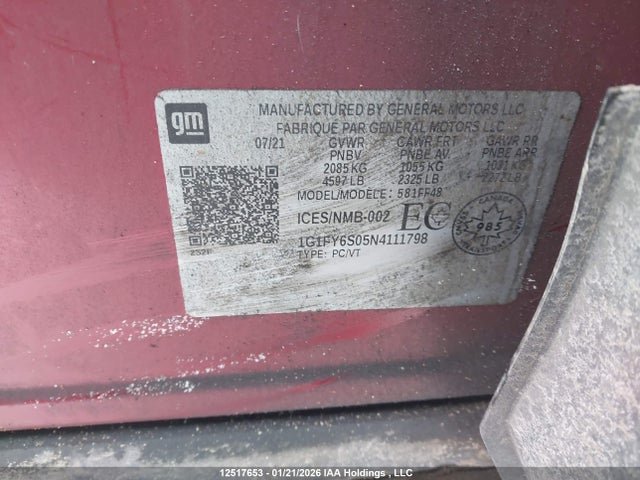 1G1FY6S05N4111798 Chevrolet Bolt Euv Lt