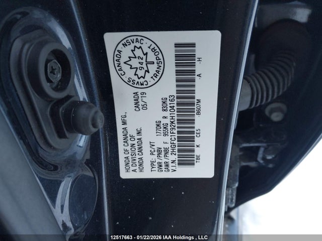 2HGFC1F92KH104163 Honda Civic Touring