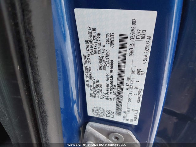 1FMCU0G93HUB10000 Ford ESCAPE SE