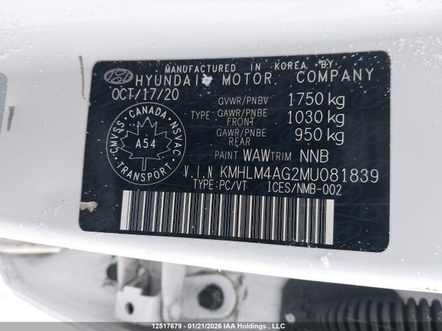 KMHLM4AG2MU081839 Hyundai ELANTRA SEL