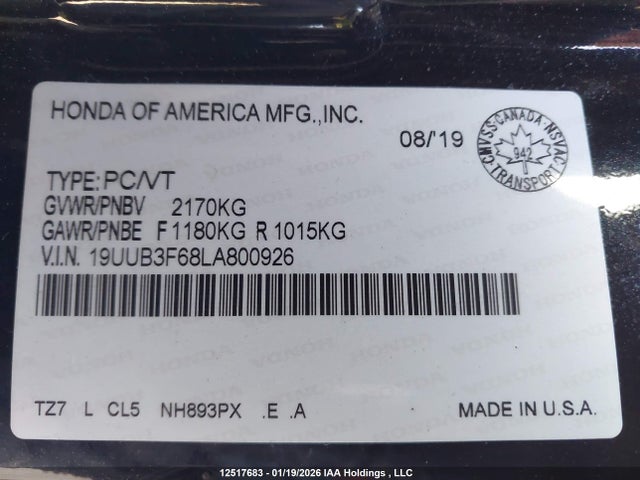 19UUB3F68LA800926 Acura Tlx Technology/a-spec