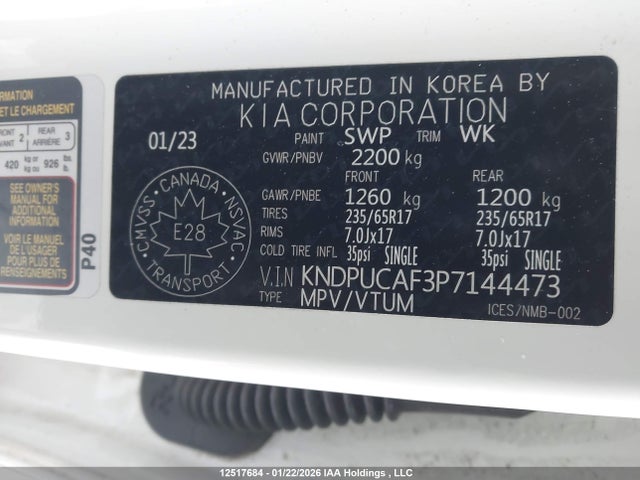 Продажа на аукционе авто 2023 Kia Sportage Lx/x-line, vin: KNDPUCAF3P7144473, номер лота: 12517684
