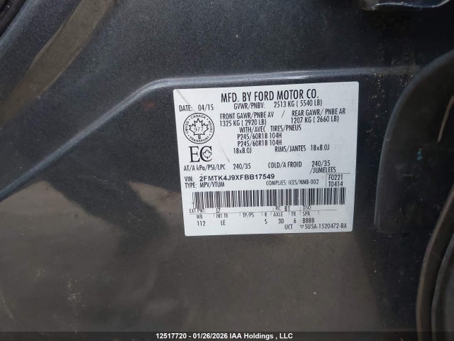 2FMTK4J9XFBB17549 Ford Edge