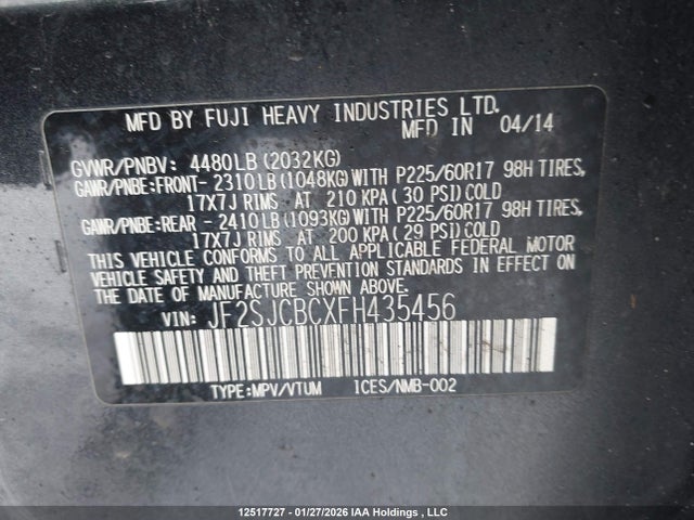 Subaru Forester 2.5i 2015 JF2SJCBCXFH435456 Image 9