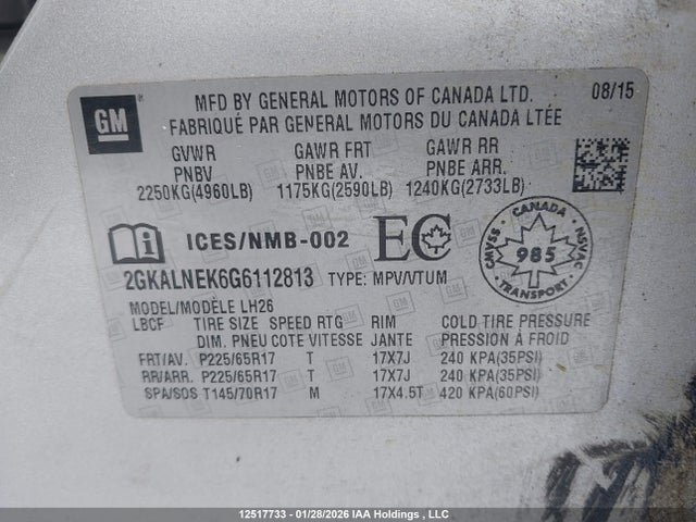 2GKALNEK6G6112813 GMC Terrain Sle-2