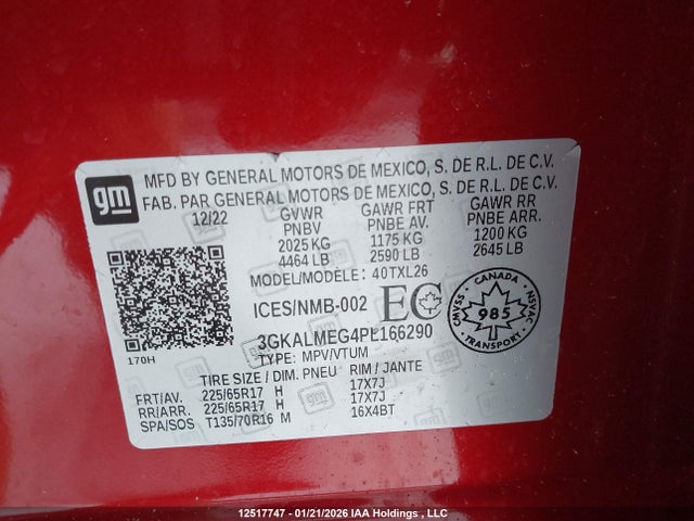 Aukcja sprzedaży 2023 Gmc Terrain Sle, vin: 3GKALMEG4PL166290, numer aukcji: 12517747