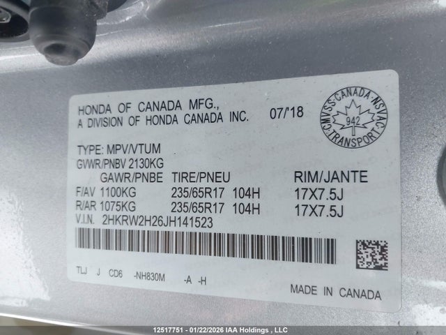 Honda CR-V 2018 2HKRW2H26JH141523 Image 9