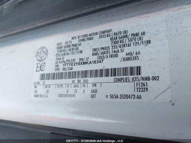 1FTYE2Y8XMKA18347 Ford Transit T-150