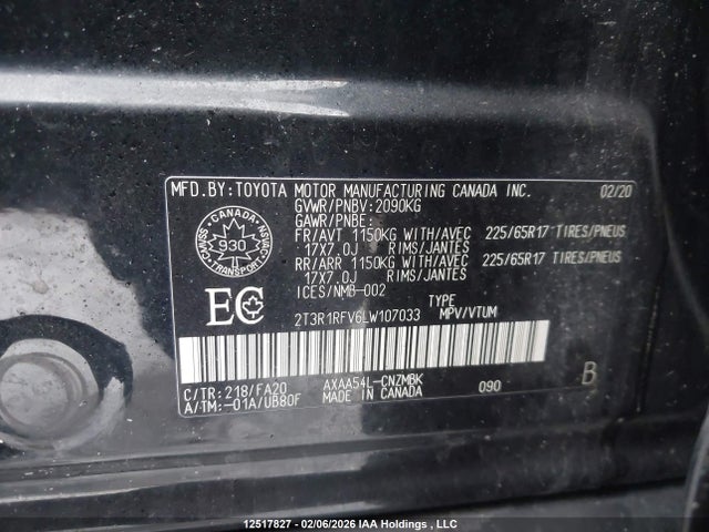 2T3R1RFV6LW107033 Toyota RAV4
