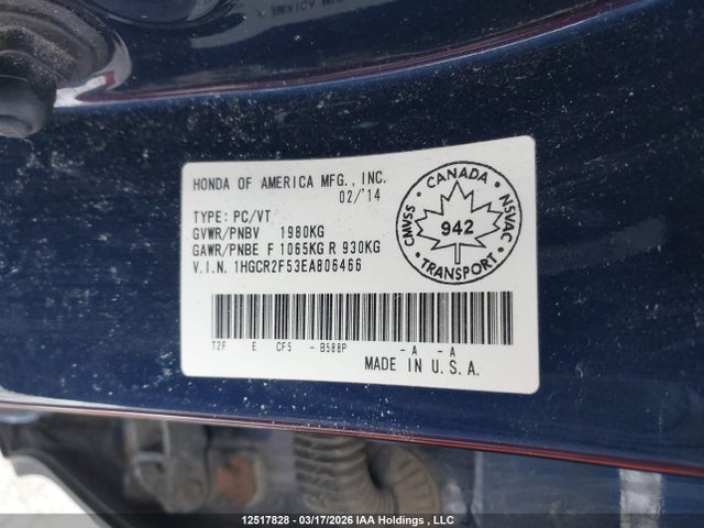 Продажа на аукционе авто 2014 Honda Accord Sport, vin: 1HGCR2F53EA806466, номер лота: 12517828