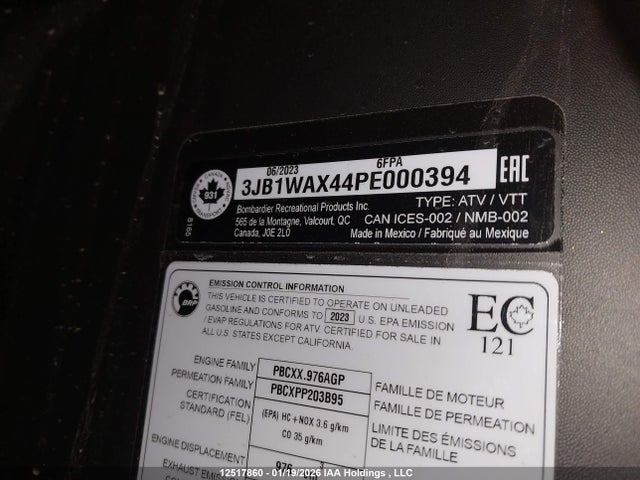 3JB1WAX44PE000394 Can-Am Maverick Sport X Mr 1000r