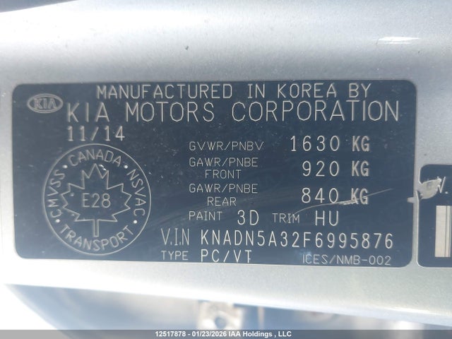 Продаж на аукціоні авто 2015 Kia Rio, vin: KNADN5A32F6995876, номер лоту: 12517878