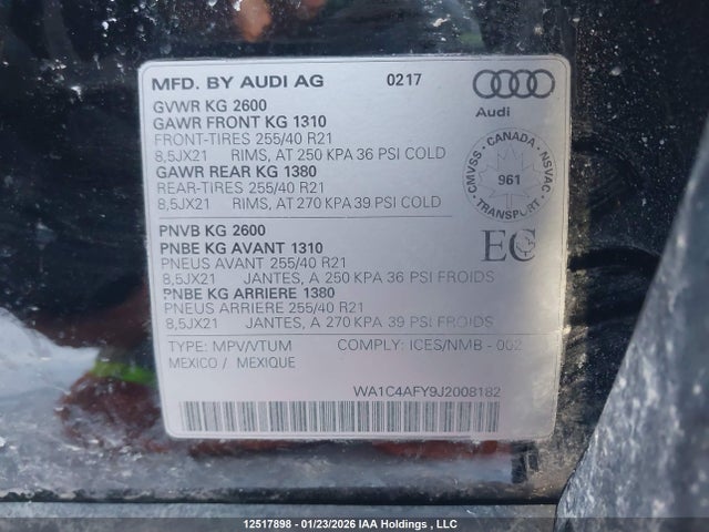 WA1C4AFY9J2008182 Audi Sq5 Prestige