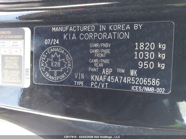 KNAF45A74R5206586 KIA Forte5 Gt/gt Limited