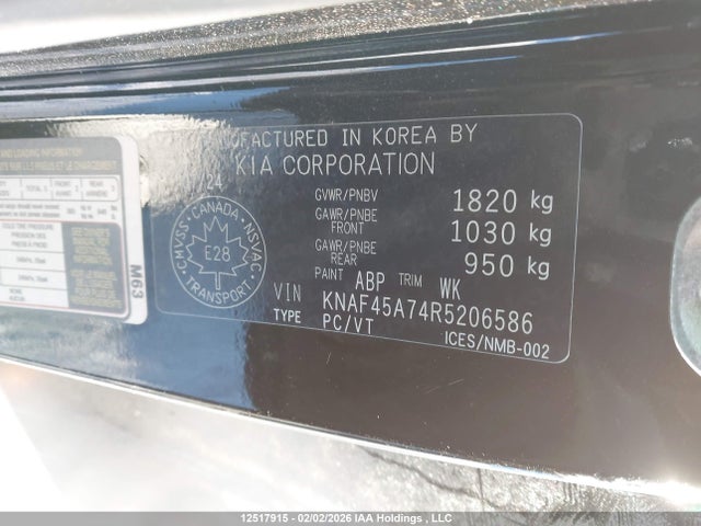 KNAF45A74R5206586 KIA Forte5 Gt/gt Limited