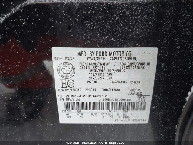 2FMPK4K99PBA29531 Ford Edge Titanium