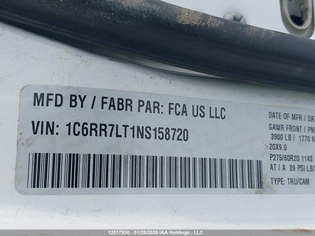 1C6RR7LT1NS158720 Dodge RAM 1500