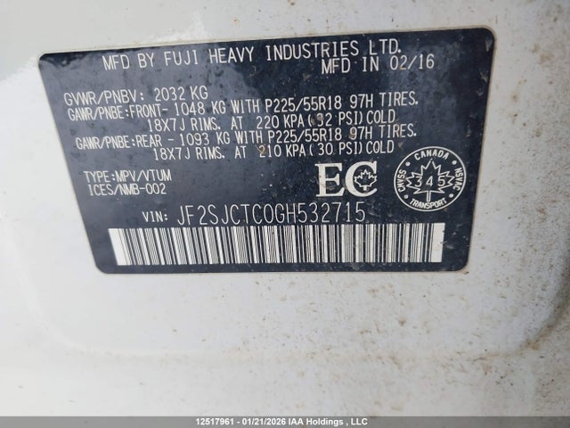 JF2SJCTC0GH532715 Subaru Forester 2.5i Touring